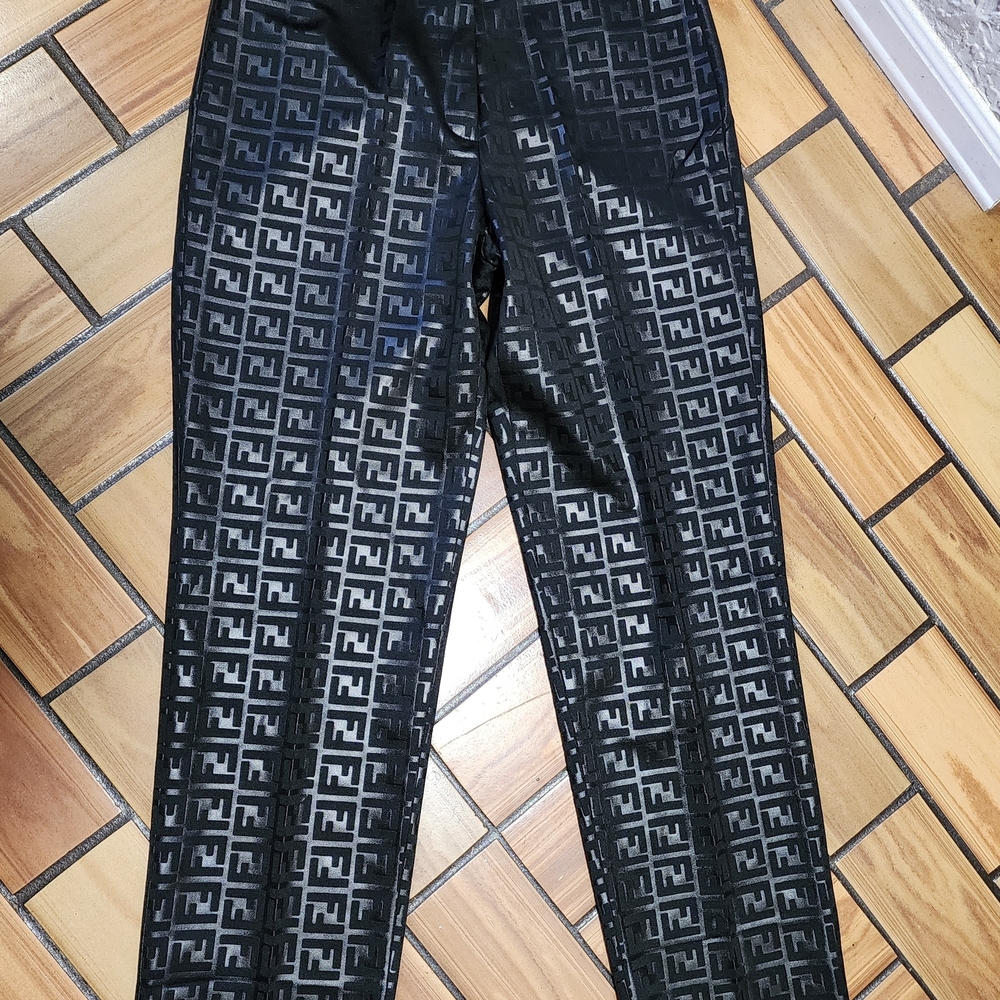 Fendi Black Sheer FF Logo Straight Leg Pants